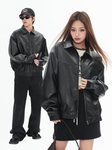 Veste en cuir vintage lâche l'esprit rétro à partager à deux