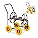 Relaxdays Schlauchwagen, bis 60 m, 4 Vollgummireifen, Klickkupplung, Schlauchtrommel Metall, Schlauchabroller, braun