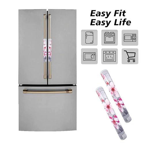 Image of Kuber Industries Fridge Handle Cover | Non-Woven Fridge Door Handle Protector | Fridge Door Handle Cover | Flower Fridge Handle Cover | 2 Piece Set | Gray