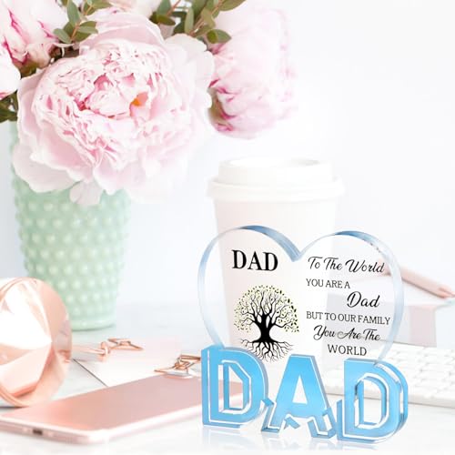 Fathers Day Dad Birthday Gifts from Daughter Son Wife, Delicate Thanksgiving Birthday Gift for dad, Acrylic Heart Sign Plaque Presents 3.9 x 3.7 inch - Image 5