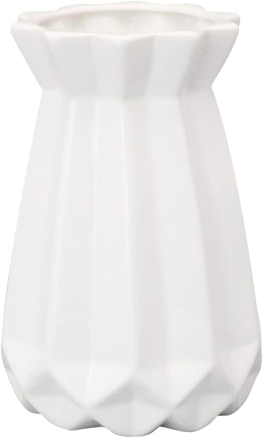 SQOWL White Ceramic Flower Vase Modern Elegant Vase Decor for Table Centerpieces,Ideal Gift for Wedding,Party,Home and Office Decor