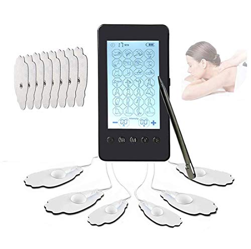 Preisvergleich Produktbild Monlida Digitales Elektrostimulationsgerät, Wiederaufladbare SchmerzAntistimulator müdigkeit und Schmerzen zu lindern, 28 Modi, 20 Pulse, 2 Ausgänge mit 8 Pads. Großer LCD-Bildschirm Retrolitable
