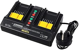 WA3875 Dual Port Lithium Battery Fast Charger with USB Compatible with Worx 18V 20V Lithium Battery WA3578 WA3525 WA3520 WA3575 WA3512 WA3522 WA3544 Replacement Charger WA3875 WA3847 WA3742(UK Plug)