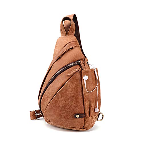 BAIGIO Bolso del Pecho de Cuero Autentico Hombres Bolsos Sling Bandolera Mochila Messenger