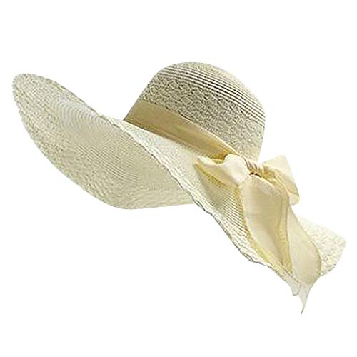jntworld - JNTworld L'été Femmes vaste bord Roll-up crocheté Soleil Floppy Tisser paille chapeau