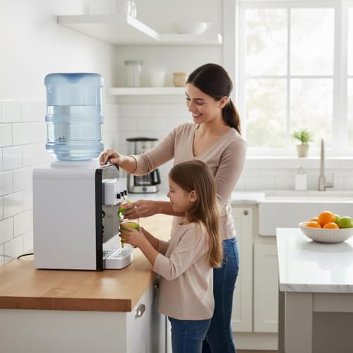 Image of Hot and Cold Desktop Mini Water Dispenser with Water Tank, Compact Countertop Water Cooler Machine for Home, Office & Dorm ? Instant Hot & Cold Water Supply