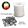 Natural Cotton Candle Wick Core 200ft Roll With 100 Metal Sustainers Tabs - Soy Wax Wicks DIY Craft Candle Making Supplies Kit #1