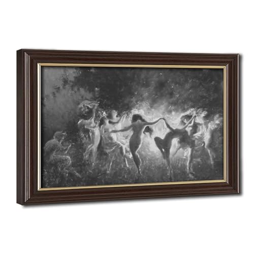 Affiches imprimées toile Danse du feu Joseph Tomanek nymphes noir et blanc cadre mural