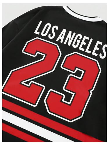 Men's Jersey Shirts Striped Letter Printed T Shirts V Neck Long Sleeve Tee Streetwear Oversized Football Top4