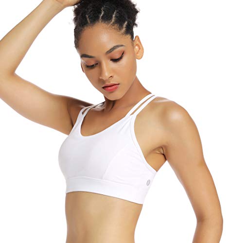 Running Girl Strappy Sports Bra For Women Sexy Crisscross Back Light Support Yoga Bra With Removable Cups(Wx2310.White.l) #TOP2