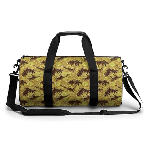 Sea Island Palm Trees Compact Gym Bag Travel Duffel Bags Lightweight Foldable Sports Tote Gymbag