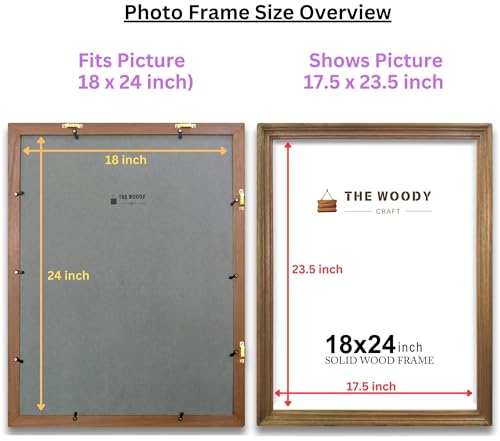 Image of Photo Frame 18x24 Inch | Wall Hanging Photo Frame | Big Size Photo Frames For Wall | Brown Wooden Frame For Wall | Ideal For Living Room & Bedroom Walls (18x24 Inch, Brown)