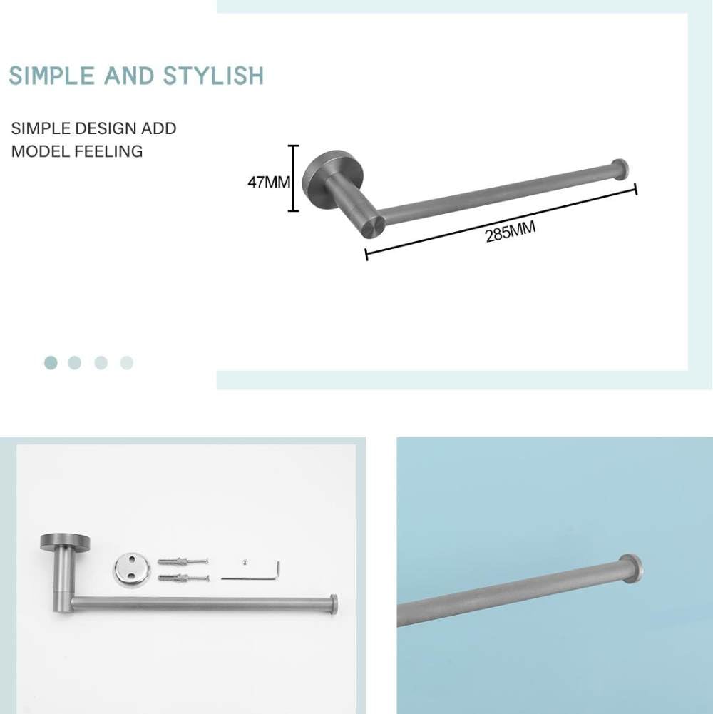 Toallero de Acero Inoxidable Gris Mate para baño, Soporte para Papel higiénico, Taza Individual, Cepillo para Inodoro, Juego de toallero con Gancho para Bata, Juego de 4 Piezas B