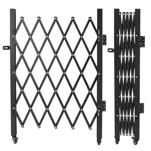 SGOLAN Single Folding Security Gates 45W x 50H Accordion Gate Folding Door Expand Gate Metal Expandable Fence 360Rolling Expanding Outdoor Security Scissor Gate for Courtyards Garages Gardens