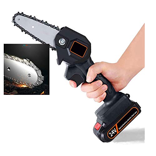 intent_Side Mini Chainsaw 4-Inch 24V Cordless Electric Protable Chain Saw with Brushless Motor and Storage Bag One-Hand 0.7kg Lightweight for Pruning Shears Tree Branch Wood Cutting