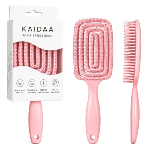 Image of Kaidaa Detangling Hair Brush for Women & Men | 3D Anti Hair Fall Brush for Curly, Wavy & Straight Hair | Wet & Dry Styling Comb with Scalp Massager & Frizz Control