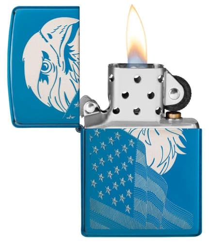 Encendedor Zippo personalizado cromado clásico azul miniatura 2