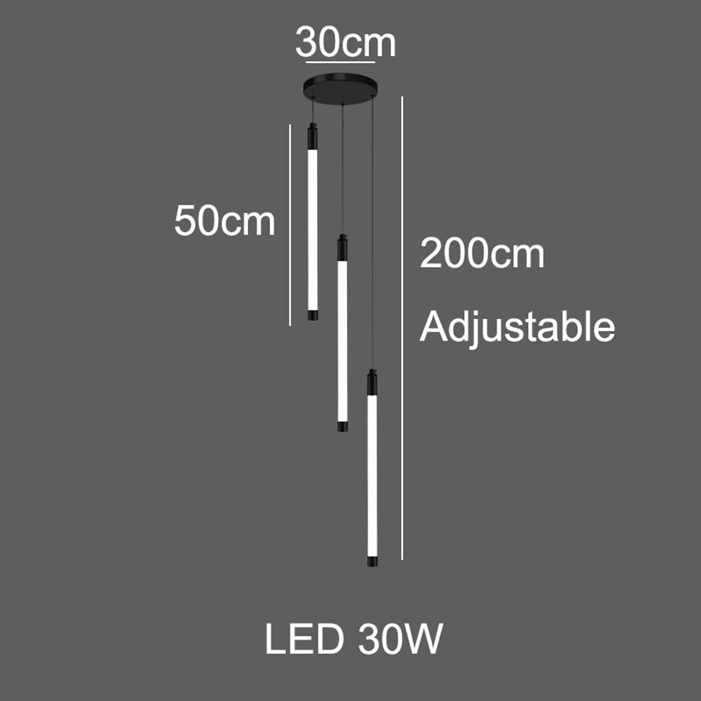 Lampadario d'ingresso Grande in Oro per atrio, Scale, soffitti Alti, Lampada a Sospensione lineare a Tubo Lungo, Stile Rustico Nero, Moderno, LED, Soggiorno, Tavolo da Pranzo, corridoio