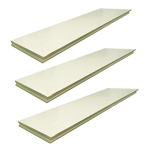 Roseley 3pc Floating Shelves 118cm Long Grooved Ivory Shelf Decorative Wall Display Invisible Mounting For Bathroom Living Room Bedroom Office