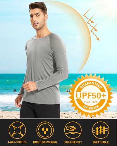 Image of MAGCOMSEN Men's Long Sleeve Shirts UPF 50+ UV Sun Protection Athletic Shirts for Hiking Running Workout Rash Guard