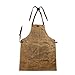 UKKO Tablier en toile avec cuir - Pour jardinage, barbecue, barbier, charpentier, peintre, réparateur, kaki, taille unique