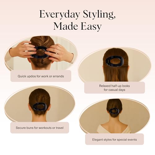 image for Kitsch Large Flat Claw Clips for Women - Stylish Flat Hair Clips, Stro