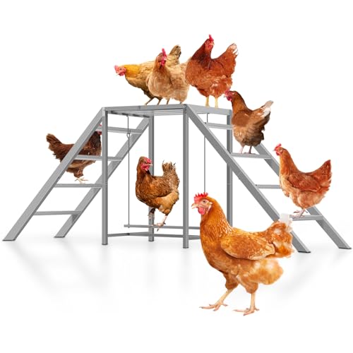 Chicken Coop Perches with Swing, Chicken Roosting Bars, Chicken Run Accessories Toy, Wooden Ladder for Pet's Healthy & Happy, Sturdy and Easy to Clean, Suitable for Backyard Farm