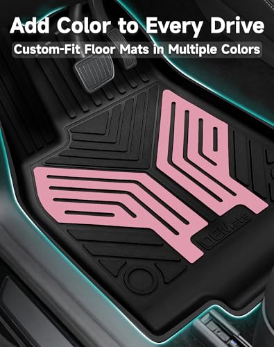 Image of Premium Color TPE Floor Mats 6-PCS for Tesla Model Y Juniper 2025 2026 |Pearl Pink Wing Design | Car Mat Full Set Front & Rear | All-Weather Protection, Pet & Child-Friendly Accessories