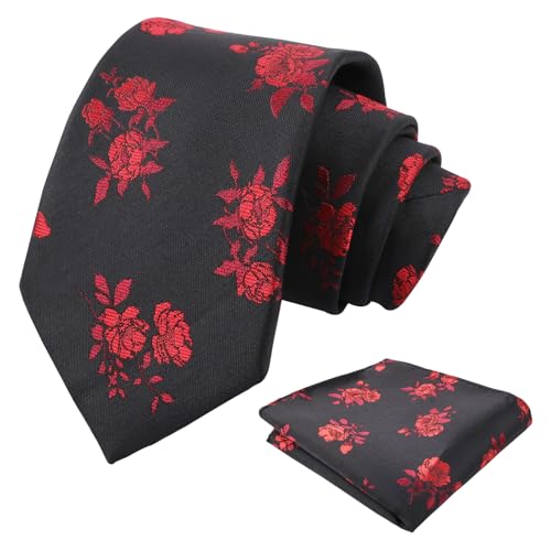 Image of Alizeal Mens 3.15'' Light Color Rustic Tie Handkerchief | with Flower Printed Handkerchief for Wedding Business Daily Wear