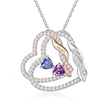 collier double coeur bleu Qualité & Finition Premium: Réalisé en cuivre plaqué argent et or rose, ce bijou résiste à l’usure quotidienne tout en conservant son éclat et sa brillance.