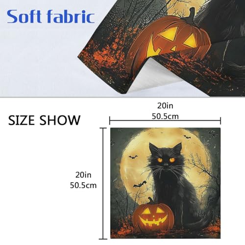 Servilletas de tela Halloween gato negro set 6 20x20 in miniatura 6