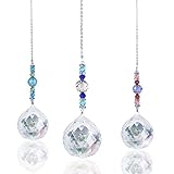 💎Schön Kristallfänger: Der Kristallkugelanhänger ist ein transparenter Kristall mit einer netzartigen Oberfläche, die gute Lichtdurchlässigkeits- und Brechungseffekte aufweist und ins Licht schaut wunderschön und funkelnd.