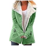 MXIM Damen Wintermantel Damen Casual Fashion Lose Einfarbig Hut mit Wollkragen Tasche Jacke Mantel 2022 Warmer Mantel, grün, 52