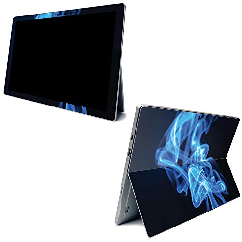 Image of MightySkins Carbon Fiber Skin for Microsoft Surface Pro 7 - Blue Flames | Textured Carbon Fiber Finish | Easy to Apply, Remove, and Change Styles | Made in The USA