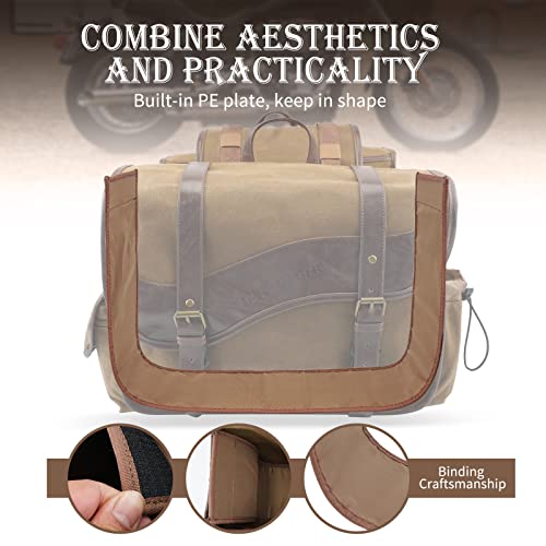 Nicecnc Motorcycle Saddle Bags, Vintage Oil Waxed Canvas Motorcycle Saddlebags, Motorcycle Panniers Side Throw Over Saddle Bags Compatible With Harley Honda Suzuki Yamaha Adventure Street Glide Brown #TOP4