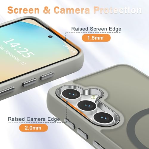 Image of for Samsung Galaxy S24 FE Case, Matte Magnetic Phone Case with 1 Screen Protector, Support for Magsafe, Translucent Frosted Slim Shockproof Protective Cover for Samsung Galaxy S24 FE, Titanium Gray