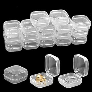QUCUMER 20 Pcs Mini Clear Plastic Box Square Mini Clear Plastic Bead Storage Containers with Lids Transparent Beads Storage Containers Box for Jewelry, Hardware, Earplug, Small Items (3.5*3.5*1.8cm)