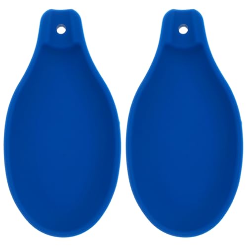 NIYANGLE Soporte para Cucharas de Silicona Azul Resistente al Calor Reposacucharas para Cucharones y Espátulas 2 Piezas Adecuado para Cocina y Estufa
