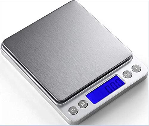 Digital Kitchen Scale 500g / 0.01g ; Mini Pocket Jewelry Scale, Food Scale for Kitchen, 2 Trays, 6 Units, Auto Off, Tare, PCS Function, Stainless Steel, Batteries Included