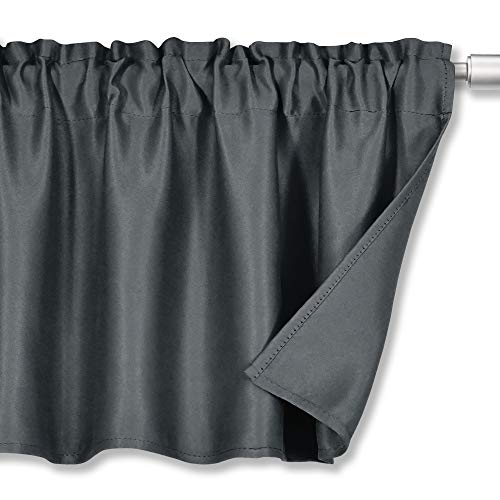 Huto All Seasons Room Darkening Curtain Valances Energy Efficient Durability Rod Pocket 18 Inch Valance For Bedroom, Sold As 1 Panel,Dark Gray,Each Is 52W X 18L #TOP5