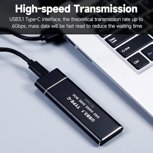 Image of M.2 NVMe /SATA Dual Protocol Mobile Hard Disk Case USB3.1 Type-C External SSD Enclosure Aluminum Alloy Shell(1 Cable).