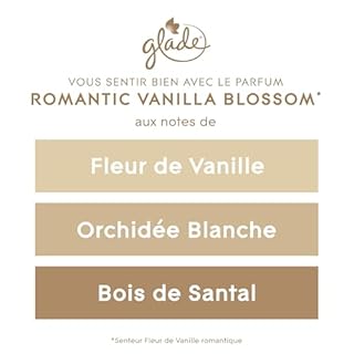 Glade Bougie Vegan Longue Durée Parfum Infusé Huiles Essentielles - Nouvelle Formule Sans Huile De Palme - Romantic Vanilla Blossom - 4 Bougies