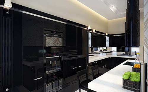 HOME13 Glossy Black Peel and Stick Wallpaper 24' x 60' - Image 3