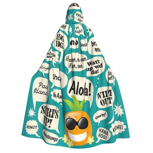 Cape à capuche pour Halloween et cosplay avec motifs imprimés hawaïens originaux
