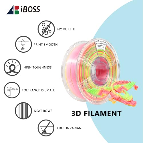 Image of iBOSS Silk Triple Color PLA+ Filament, No Warp Enhanced Toughness PLA Plus 3D Printer Filament 1.75 + /- 0.02mm, Shiny Silk Texture, 1KG Spool (2.2 lbs), PLA PRO Peach Filament (Red Orange Green)