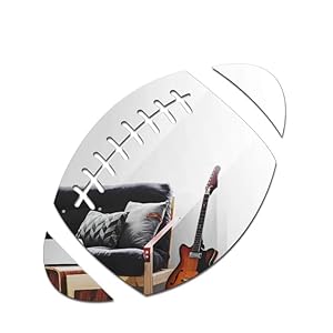 ODOTTAA, Sports Theme Football Shaped Acrylic Mirror Art Sticker for Wall Decor for Boys Bedroom, Dressing Room, Wardrobe, Door
