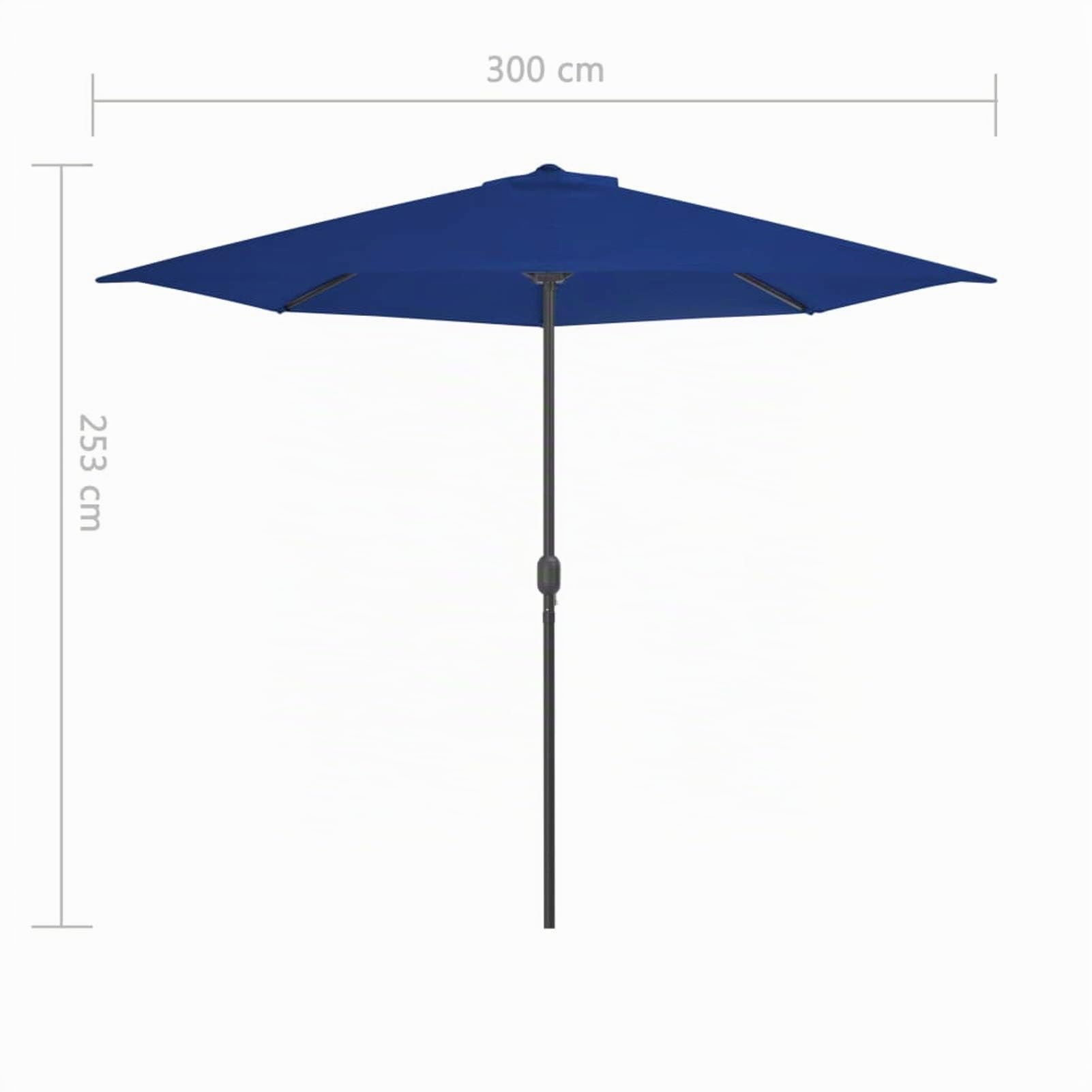 Tidyard Parasol de Balcon Parasol de Jardin Demi Mât en Aluminium Bleu 300x150x253 cm