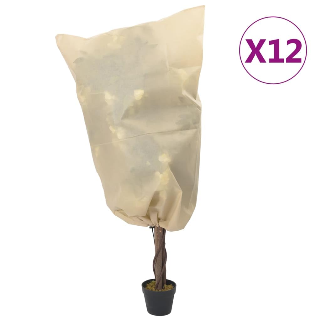 Wintervlies Mit Kordelzug 12 STK 70 G/m² 0,8x1,2 M | Atmungsaktiver Vliesstoff, Frostschutz für Pflanzen, Schutz vor Vögeln Und Insekten