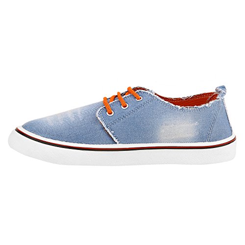 Image of Chevit Men's Blue Denim Orange Casual Shoes -9 Uk