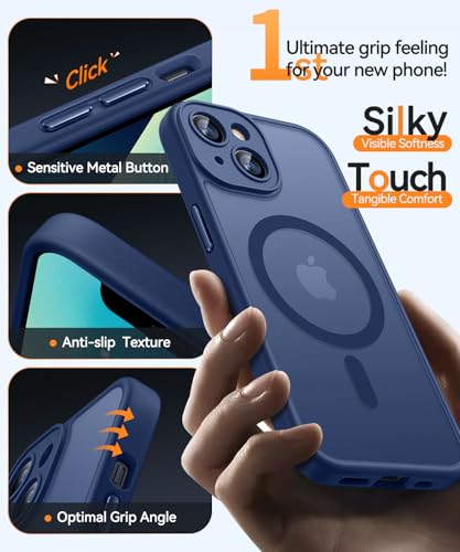 Image of CANSHN Magnetic for iPhone 13 Mini Case, Upgraded [Full Camera Protection] [Compatible with Magsafe] [Translucent Matte] Shockproof Protective Phone Case for iPhone 13 Mini 5.4 inch - Deep Blue